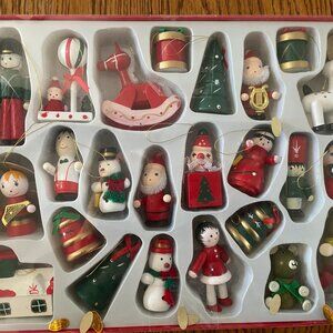 Vintage Miniature Wooden Christmas Ornament Set of 24 Lord & Taylor NEW